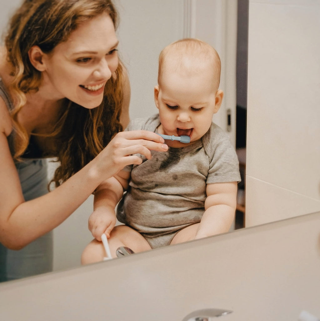 Moonkie Baby Finger Toothbrush & Tongue Cleaner Kit – 2 Pcs (Cloud) for 3+ Months