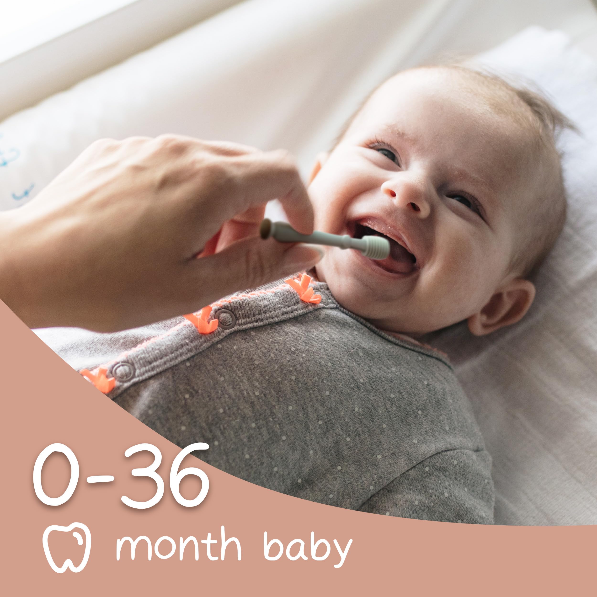 Moonkie Baby Finger Toothbrush Tongue Cleaner Kit – 3 Months+ (3 Pcs) – Clay/Ivory/Clay