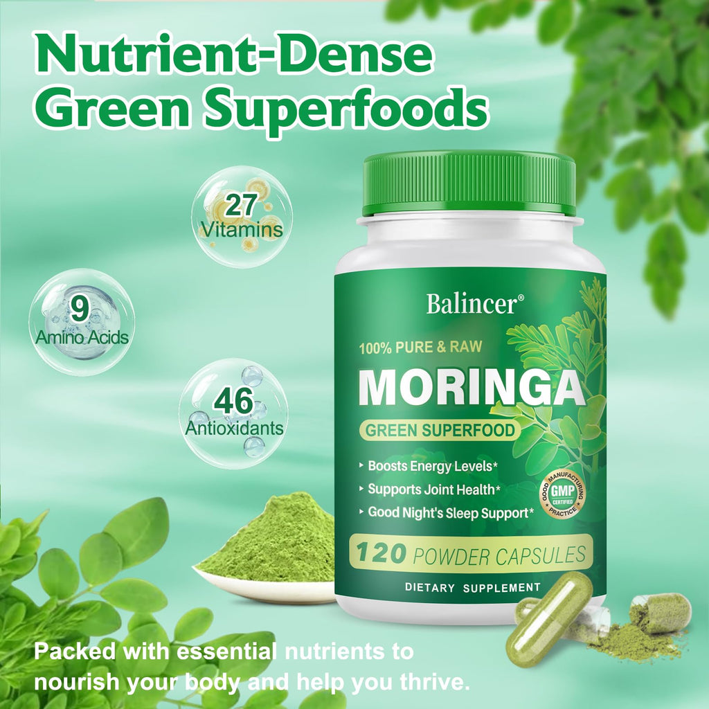 Moringa Powder Capsules | Pure Moringa Leaf – 800mg per Capsule, 120 Vegan Capsules