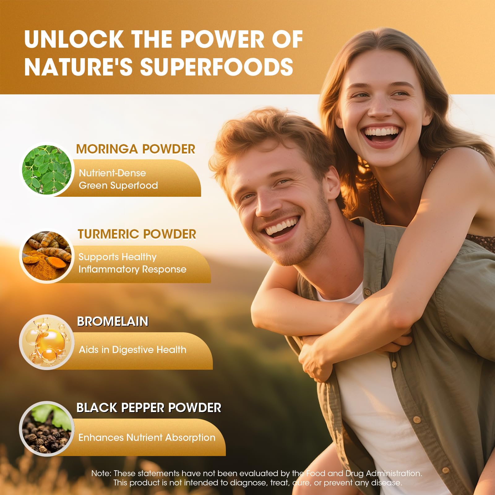 Moringa Capsules 10-in-1 Superfood Supplement – Turmeric Curcumin, Bromelain & Black Pepper – Supports Mobility & Recovery, Energy, Digestion, Immunity & Skin Vitality – Vegan, Non-GMO, Gluten-Free