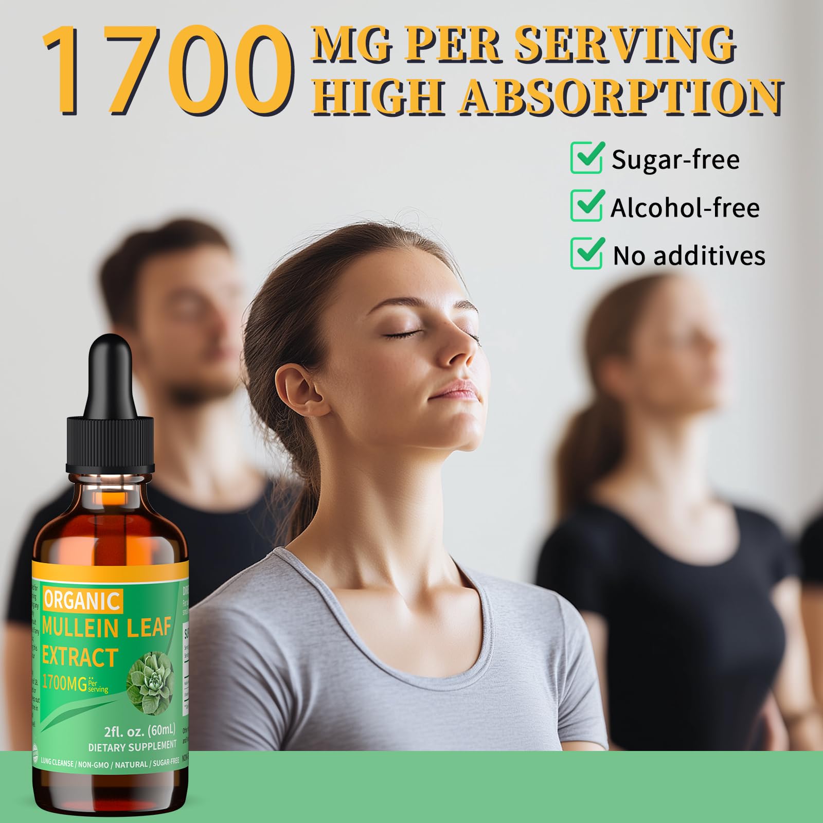Mosslly 1700mg Mullein Drops – Organic Mullein Leaf for Lungs (2 fl oz)