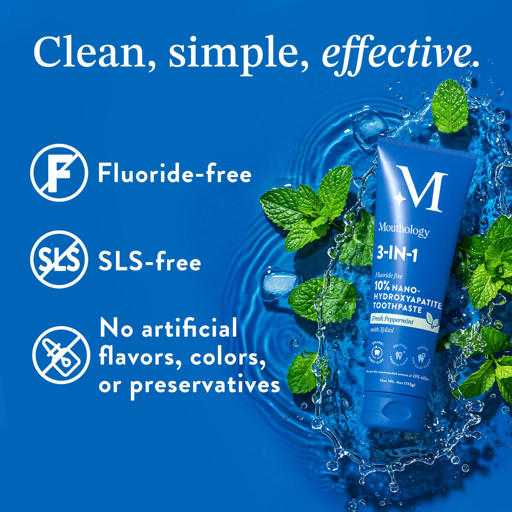 Mouthology 10% Nano Hydroxyapatite Toothpaste – Fluoride Free, Mint (6pk) USA Made
