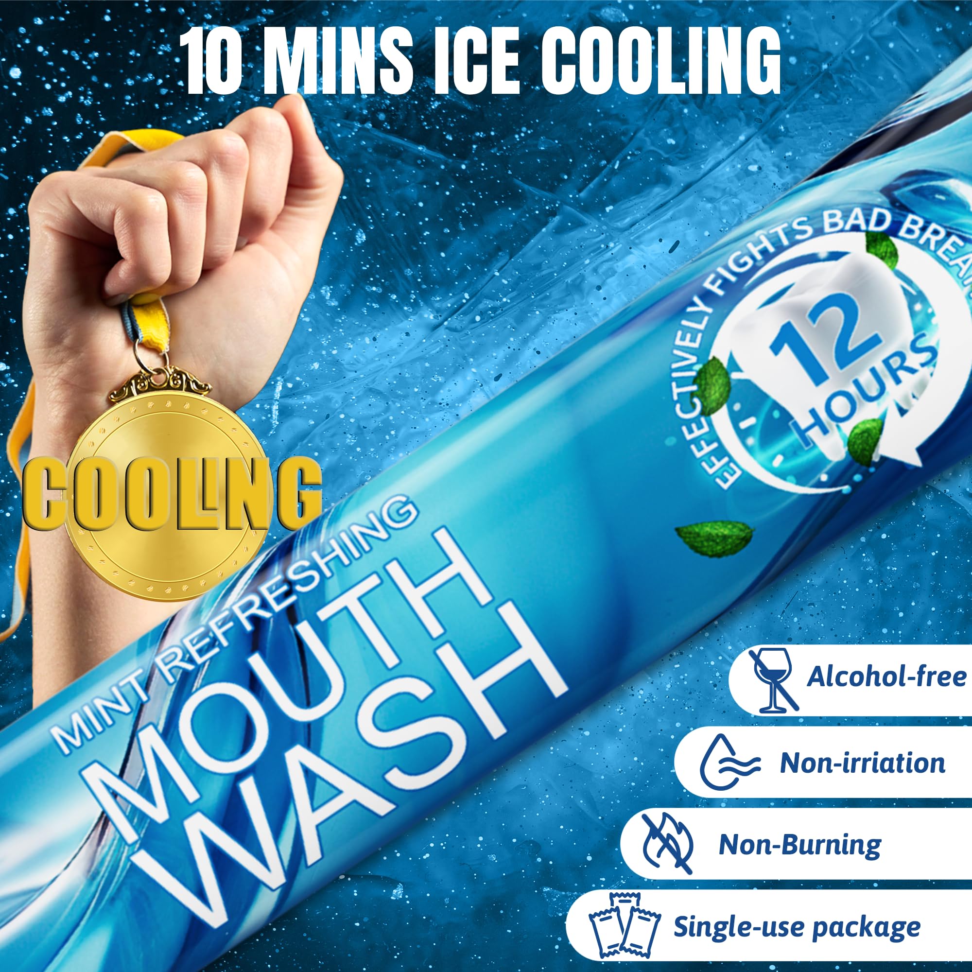 Travel-Size Mouthwash Packets – TSA-Approved Mini Mint, Alcohol & Fluoride-Free (30 Pack)