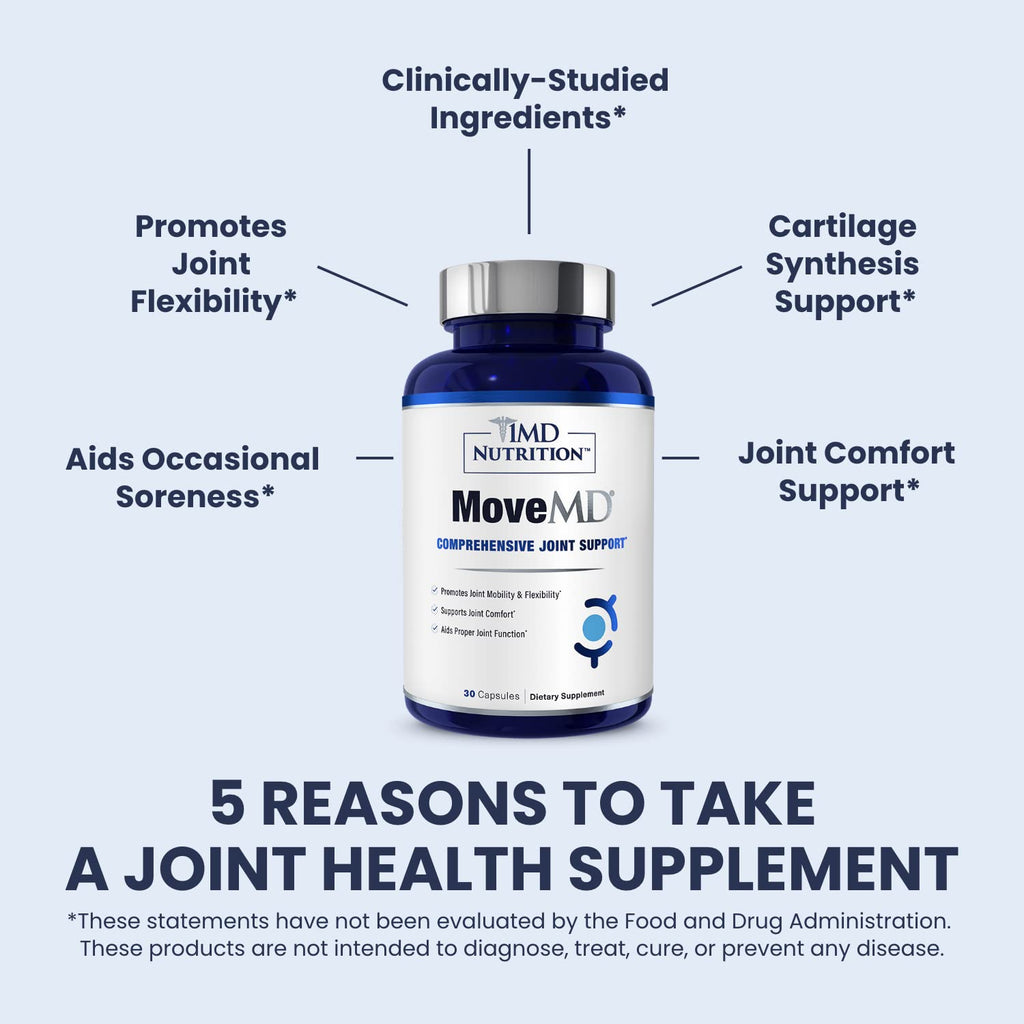 MoveMD Joint Support by 1MD Nutrition | Collagen + Astaxanthin + Hyaluronic Acid