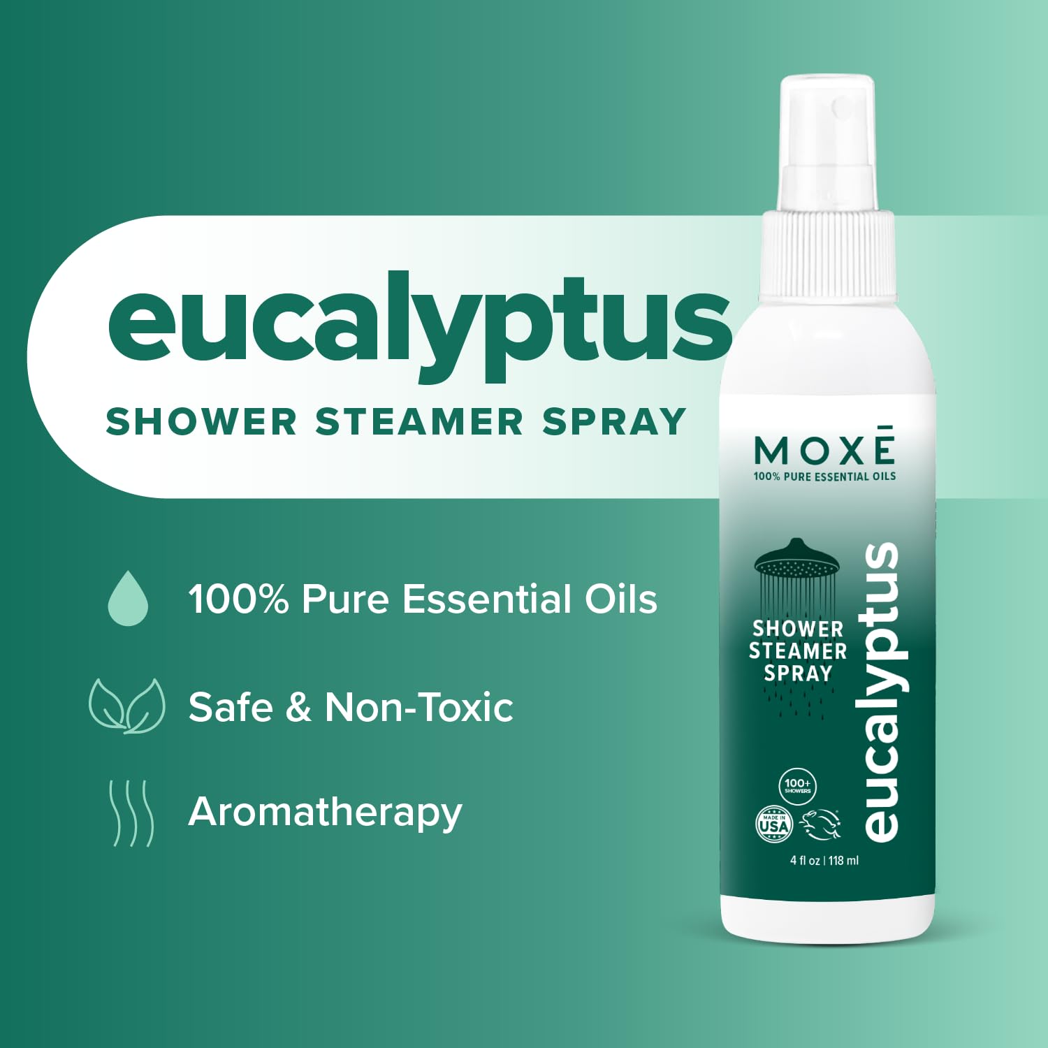 MOXE Eucalyptus Shower Mist – 100% Essential Oils, Made in USA, Aromatherapy for Sinus Relief (8oz)