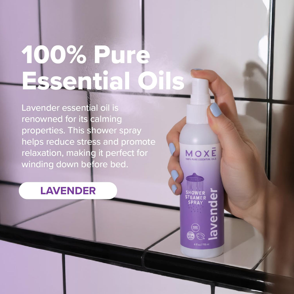 MOXE Shower Mist — Spa Aromatherapy with 100% Pure Lavender Oil, 4 oz