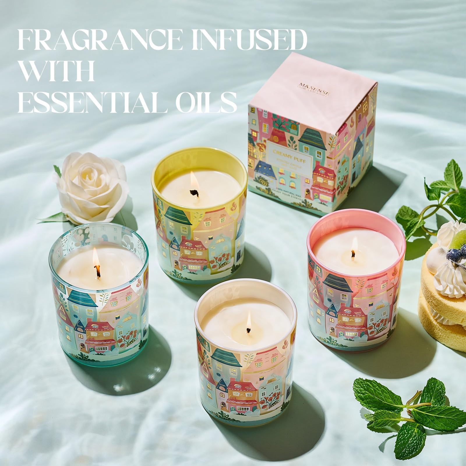 M&SENSE Cappuccino Candle – 10.2 oz Soy Wax, Non-Toxic, 60h Burn