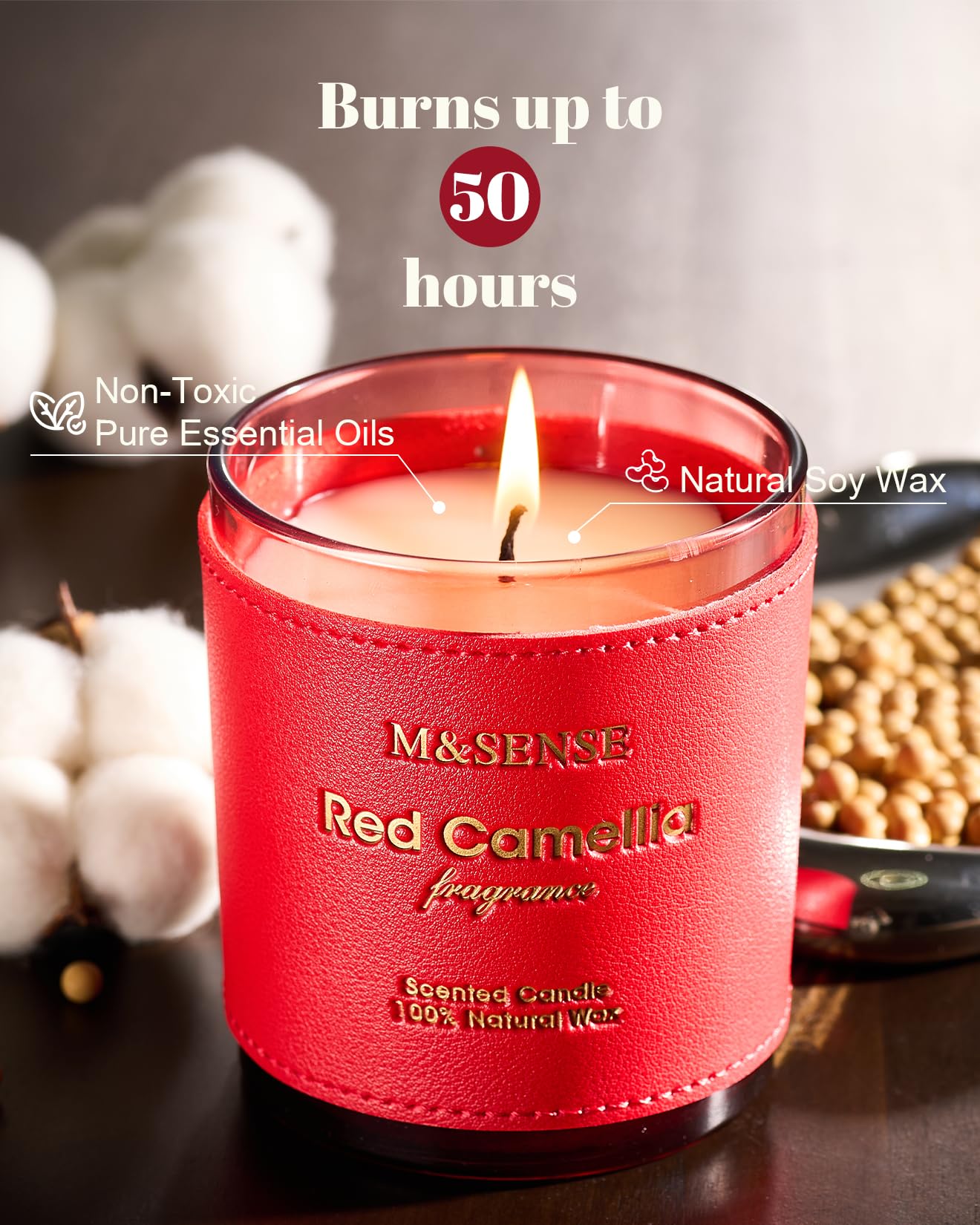 M&SENSE Citrus Floral Scented Soy Candles, Vegan Soy Candle,10oz 42-Hour Long Last Burning Time, No Toxin Bathtub Relaxing Stress Relief Fall Winter Home Fragrance Thanksgiving Christmas Gifts
