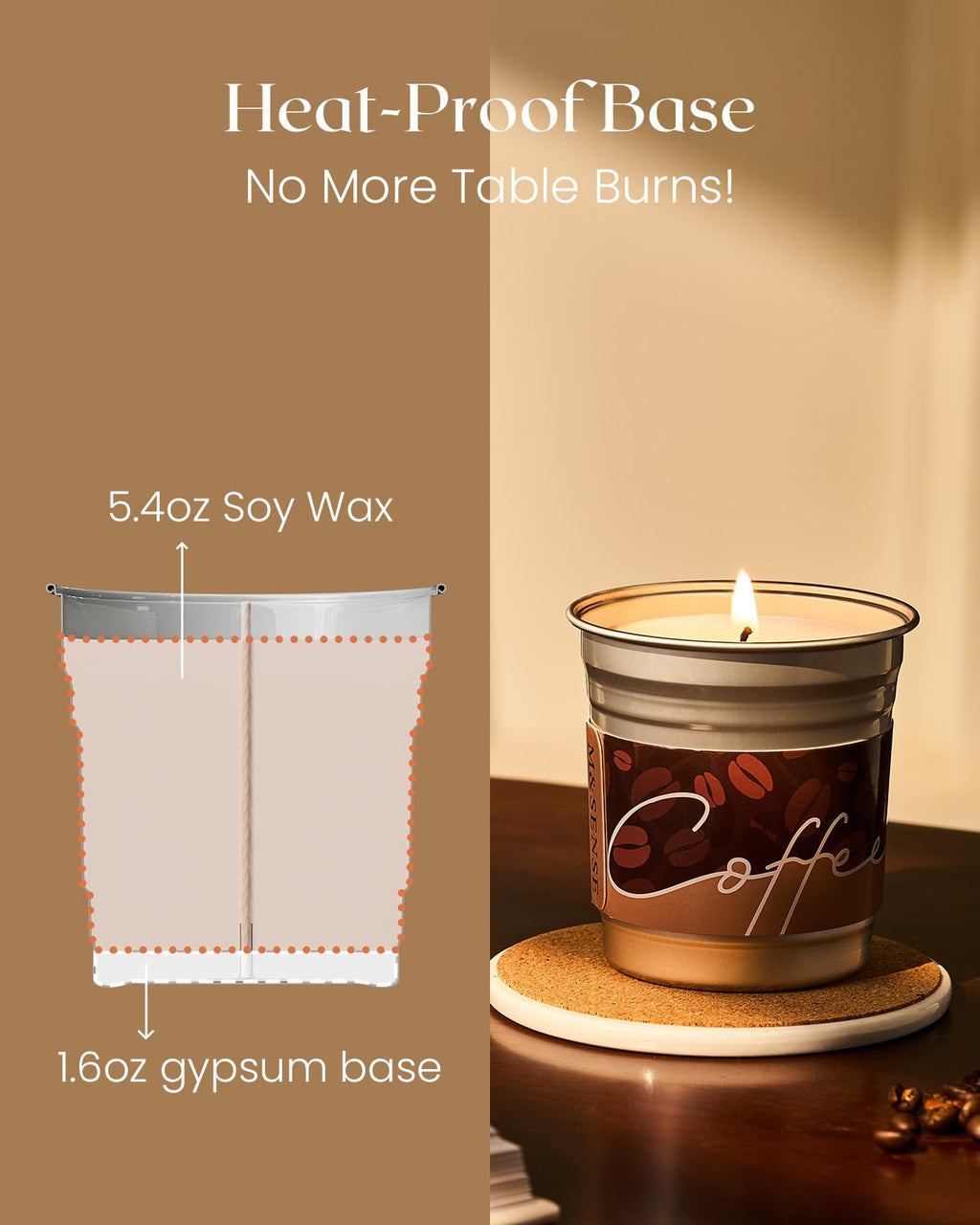 M&SENSE Coffee Candles Caramel Macchiato Scented Soy Wax 7oz