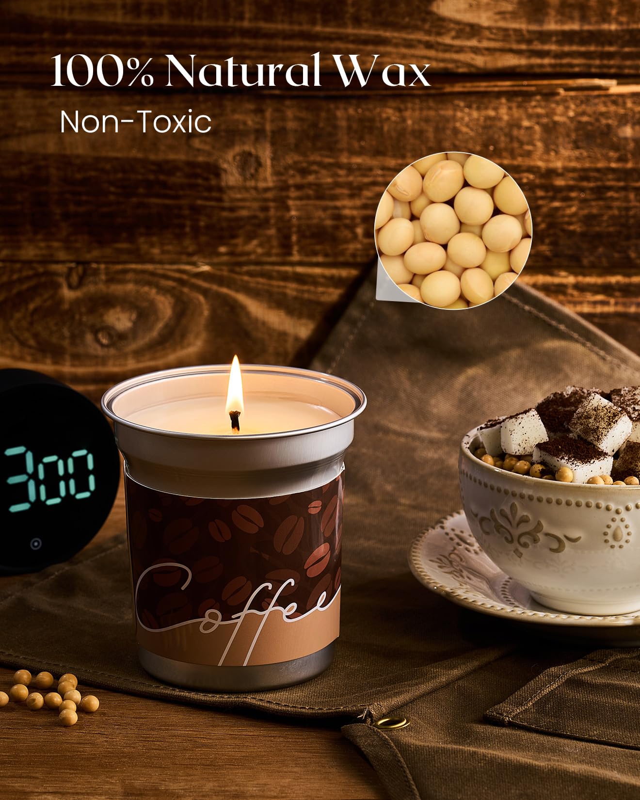 M&SENSE Espresso Candles – Black Coffee Scent, 12.3oz Soy Wax | Non-Toxic Clean Burn