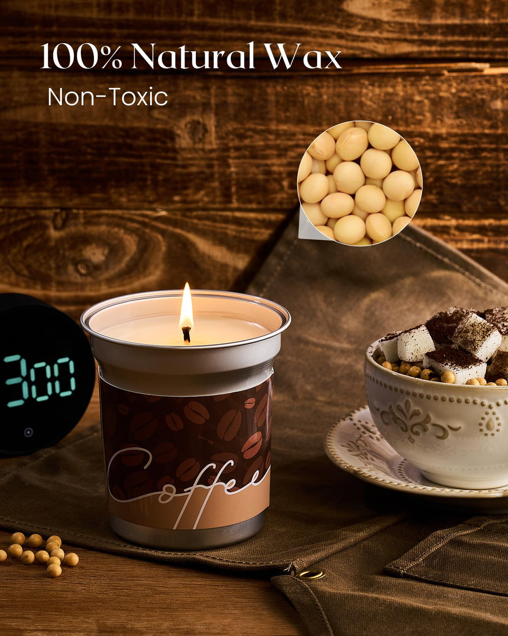 M&SENSE Hot Chocolate Scented Soy Candle 12.3oz – 75h Clean Burn, Non-Toxic