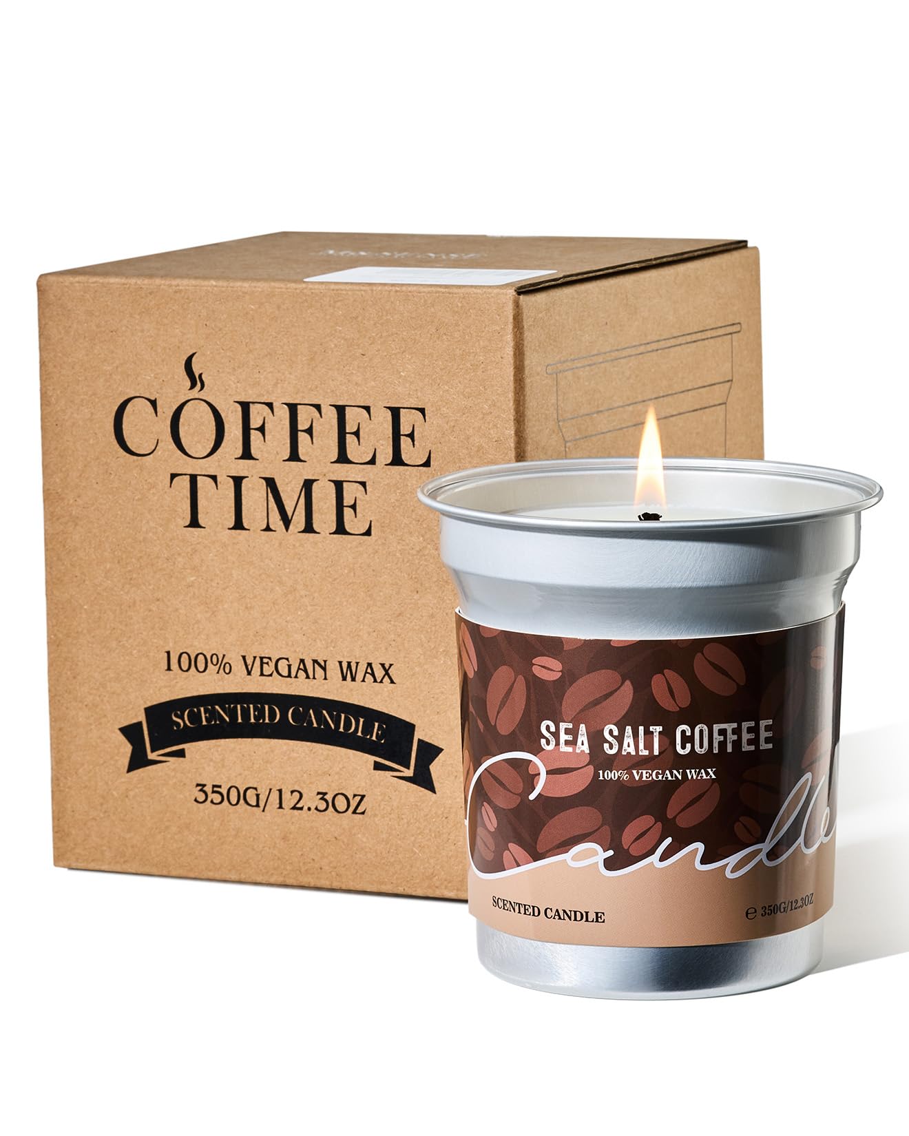 M&SENSE Iced Coffee Candle – 12.3oz Soy Wax, Sea Salt Scent, 75 Hours