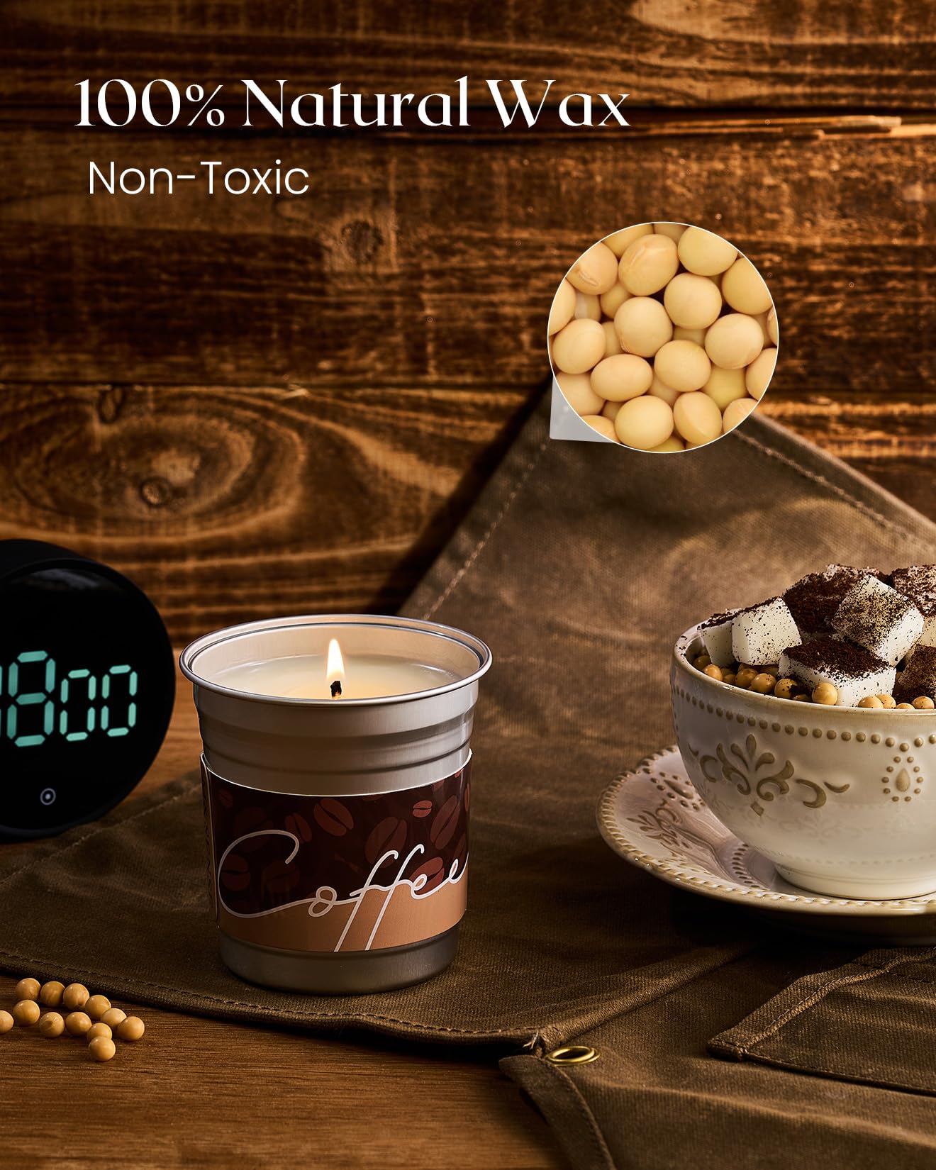 M&SENSE Mocha Coffee Scented Candle 7oz – 42H Slow Burn, Soy Organic, Non-Toxic