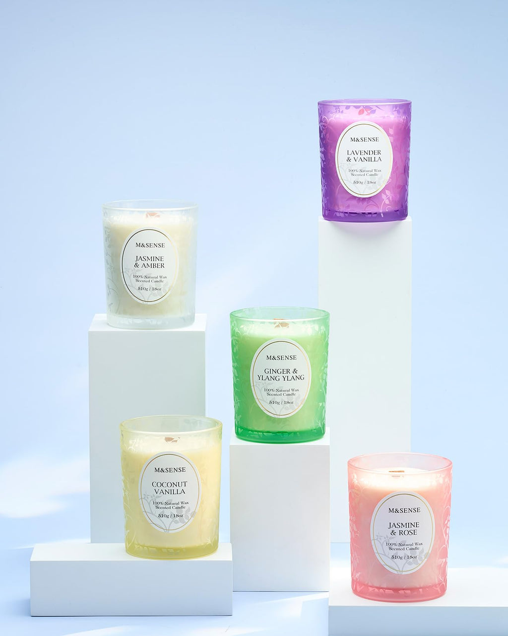 M&SENSE Pine & Moss Scented Candle – Natural Soy Wax, 18oz, 100 Hours