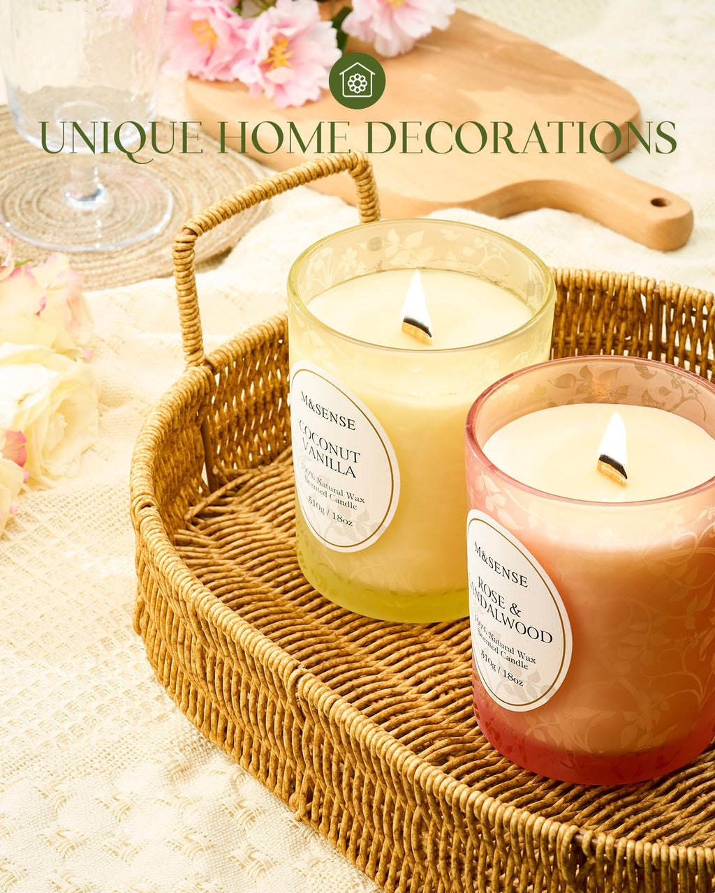 M&SENSE Sage Citrus Scented Candle | 18oz Soy Wax, Wooden Wick, 100 Hours