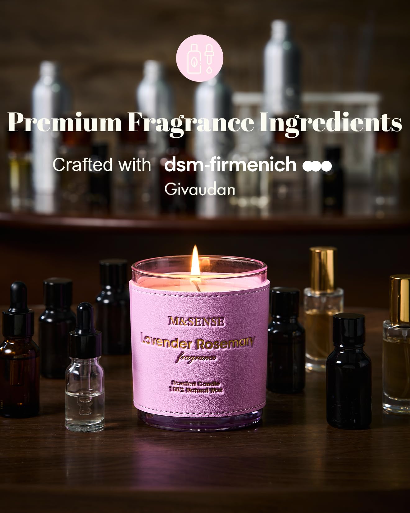 M&SENSE Green Floral Musky Scented Candles – 10oz Vegan Soy Wax, 42-Hour Burn Time