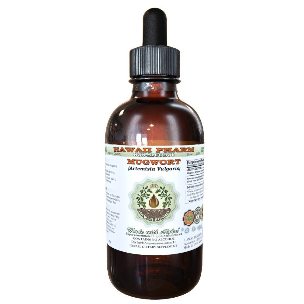 Mugwort Alcohol-Free Liquid Extract – Organic Mugwort (Artemisia vulgaris) Glycerite 2 oz | Hawaii Pharm, USA