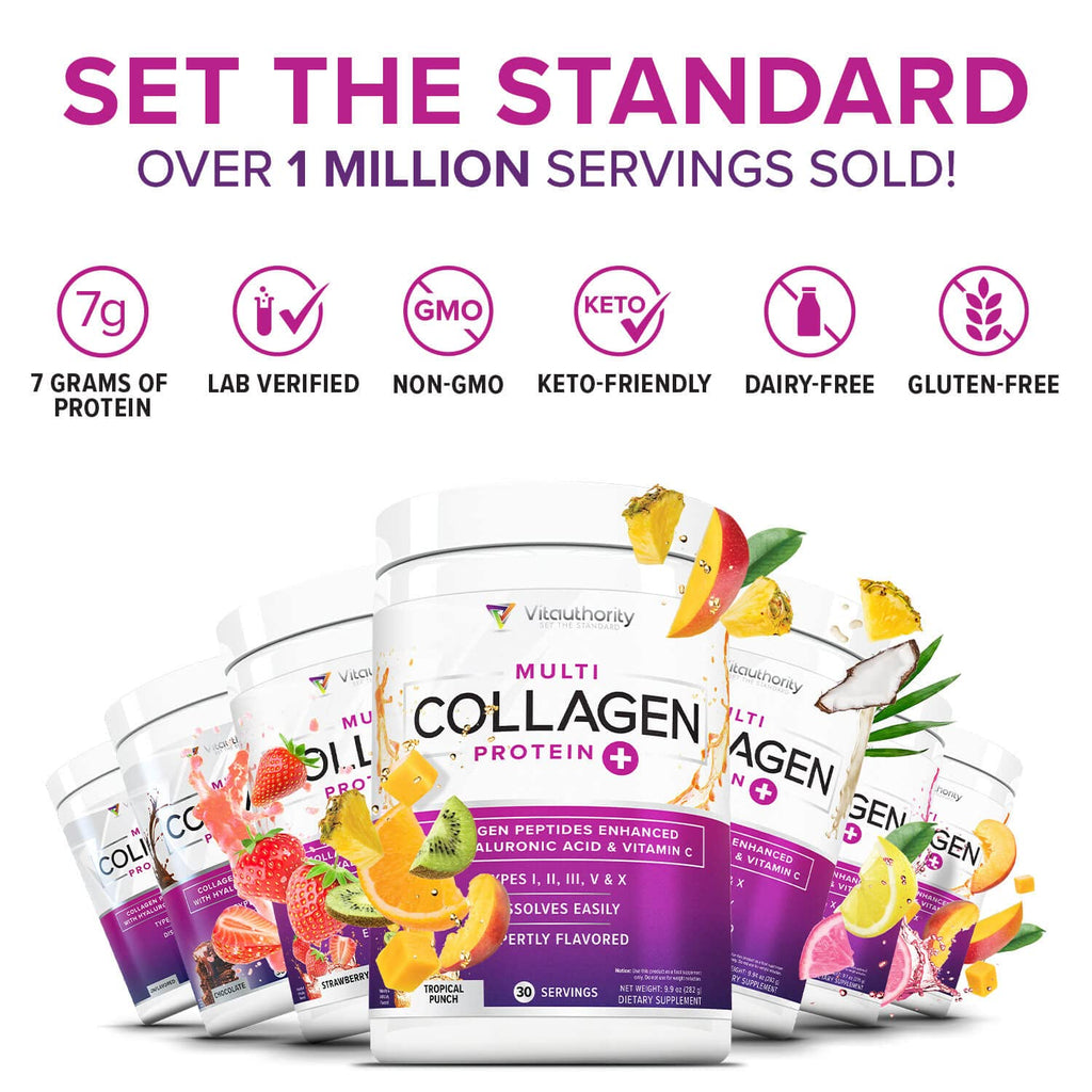 Multi Collagen Peptides for Women – Strawberry, 30 Servings | Hydrolyzed 5-Type Collagen, Vitamin C & Hyaluronic Acid