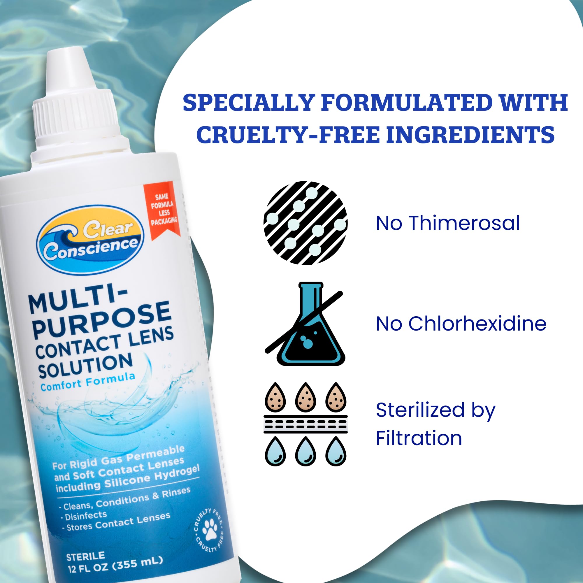 Cruelty-Free Contact Lens Solution 12oz – Clear Conscience (3 Pack)