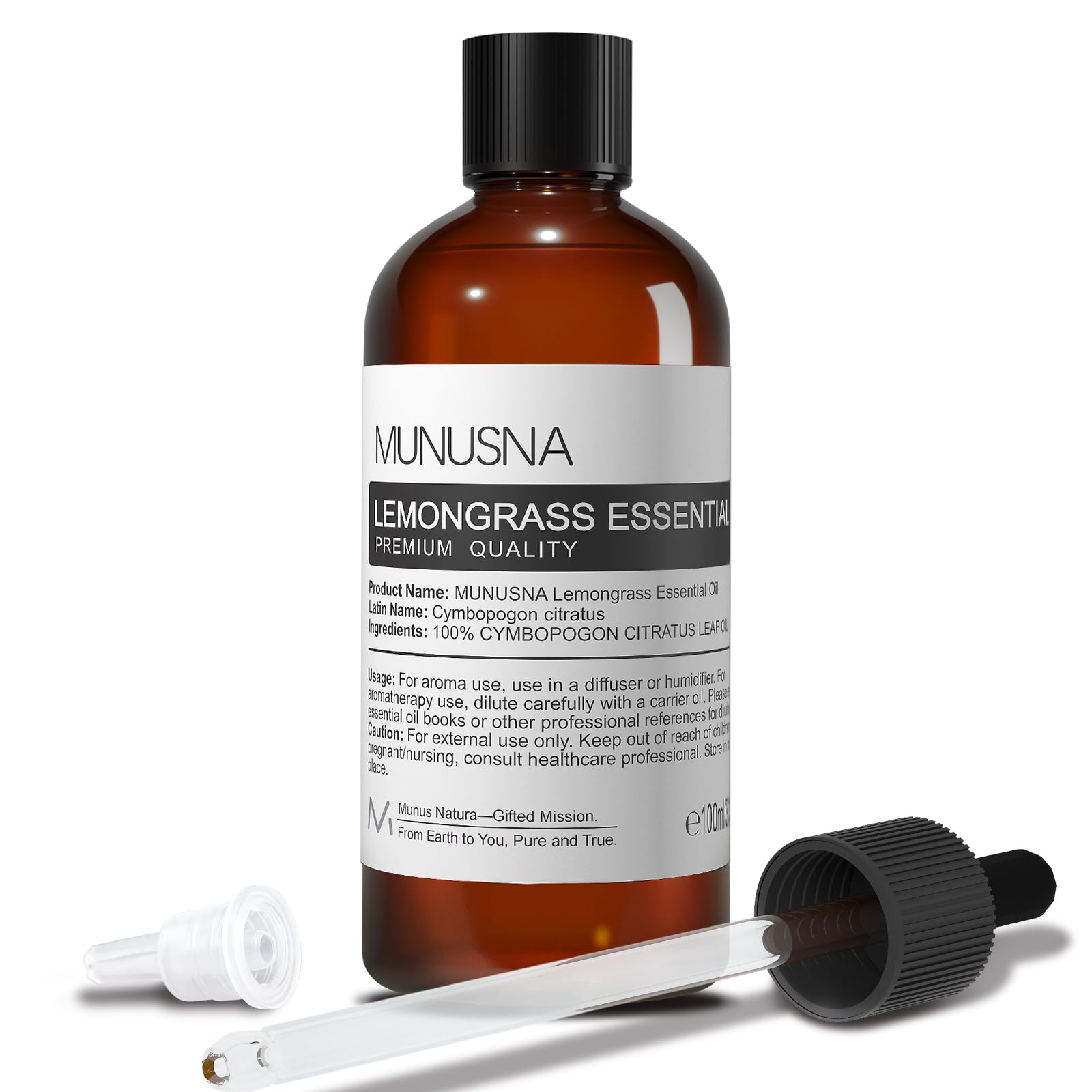 MUNUSNA Lemongrass Essential Oil 100% Natural – 100ML Premium Aromatherapy