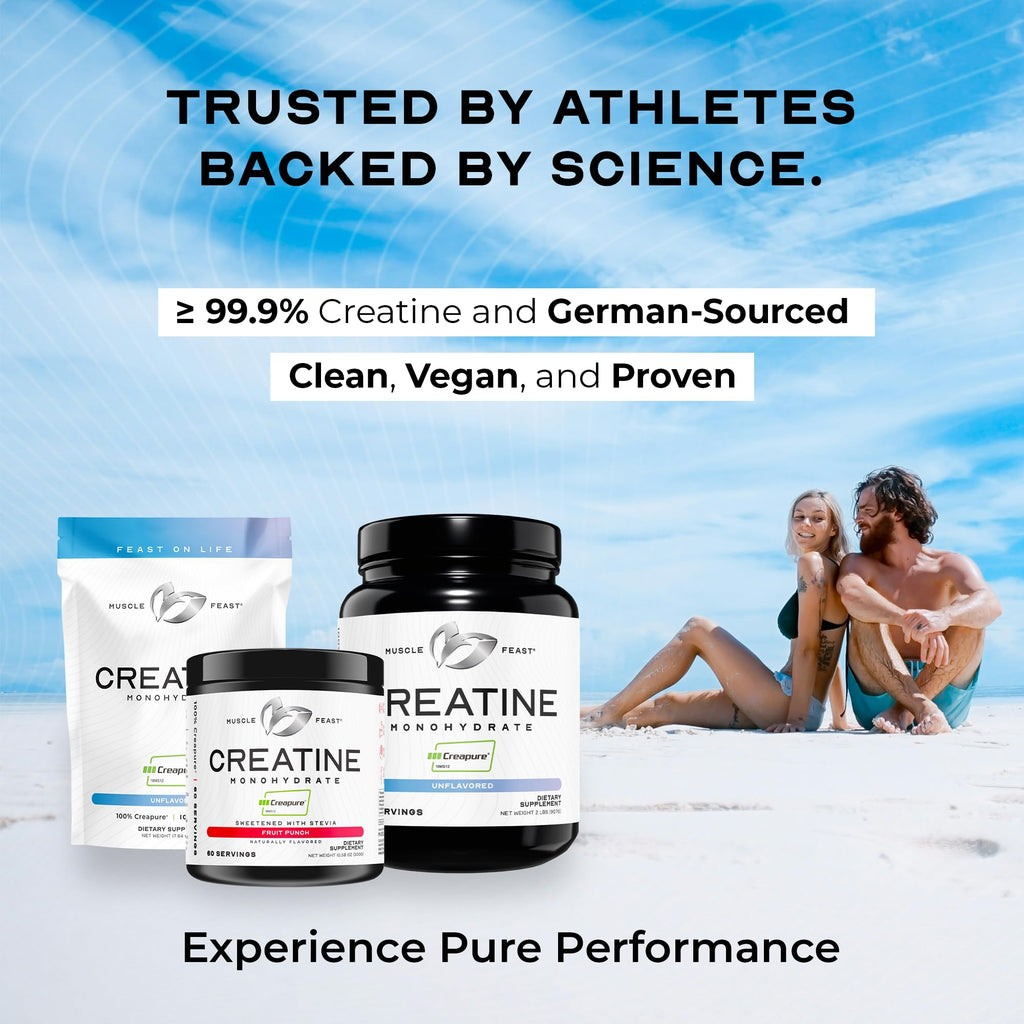 Muscle Feast Creapure Creatine Monohydrate Powder – Vegan, Gluten-Free, Easy to Mix, Green Apple 300g