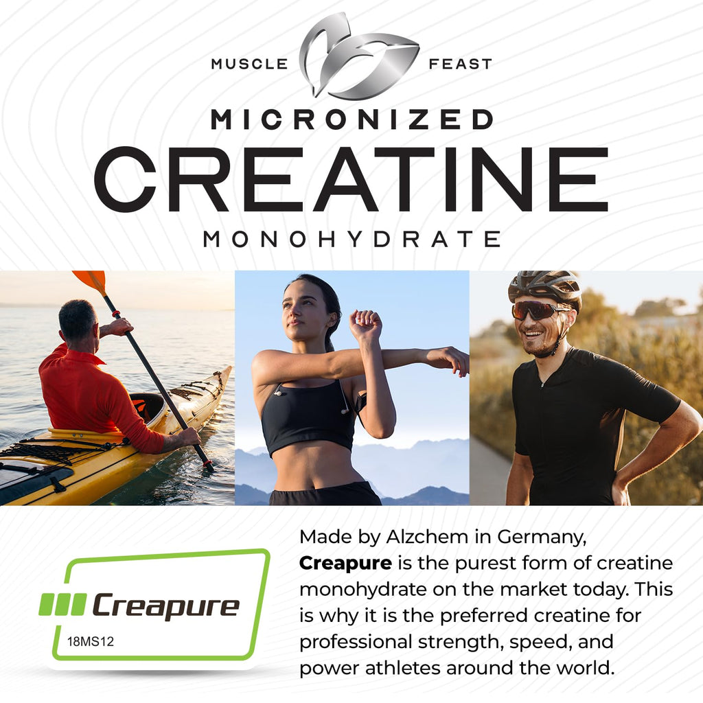 Muscle Feast Creapure Micronized Creatine Monohydrate Powder – Grape, 250g | Easy Mix, Gluten-Free