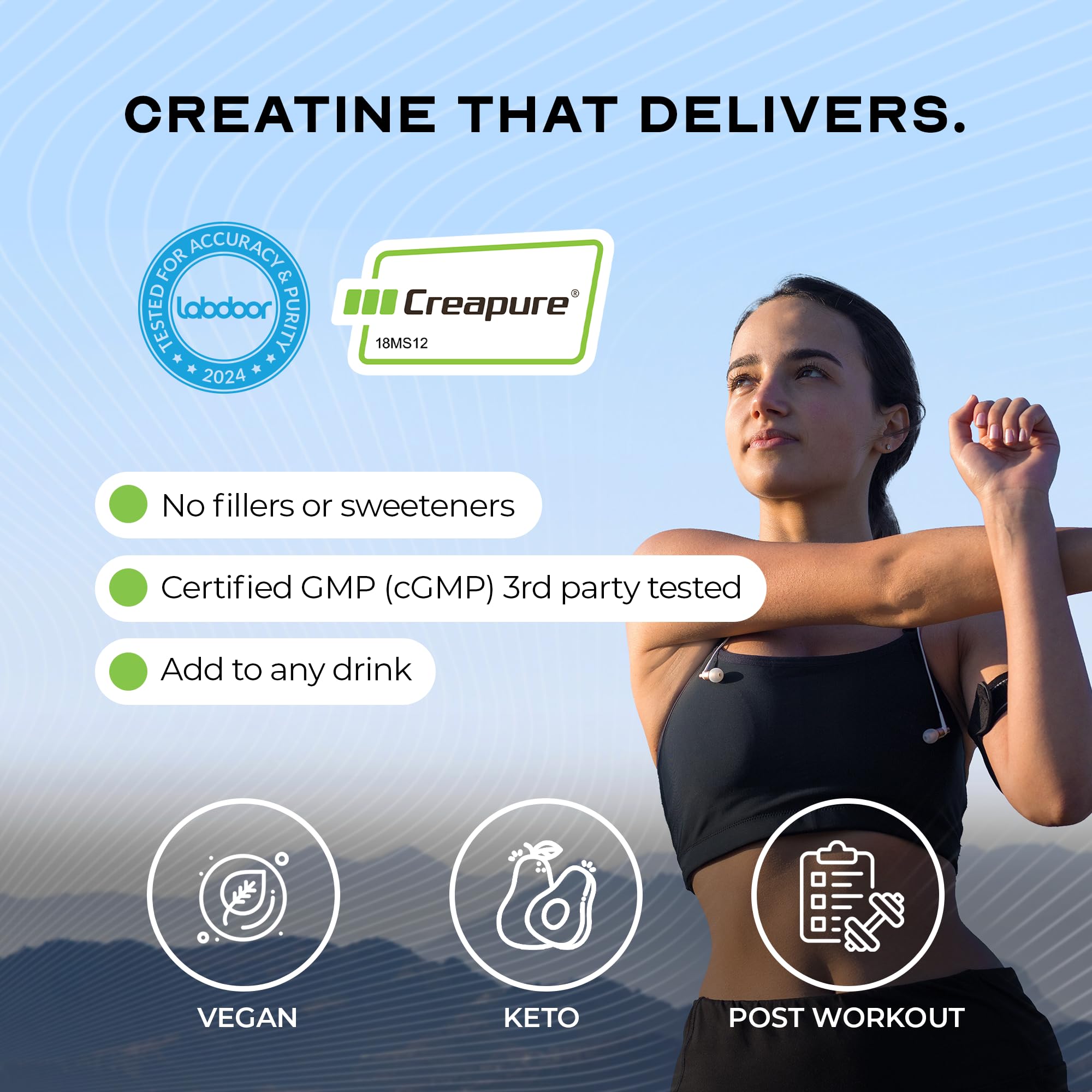 Muscle Feast Creapure Creatine Monohydrate Powder – Unflavored, Vegan & Gluten-Free, 500g