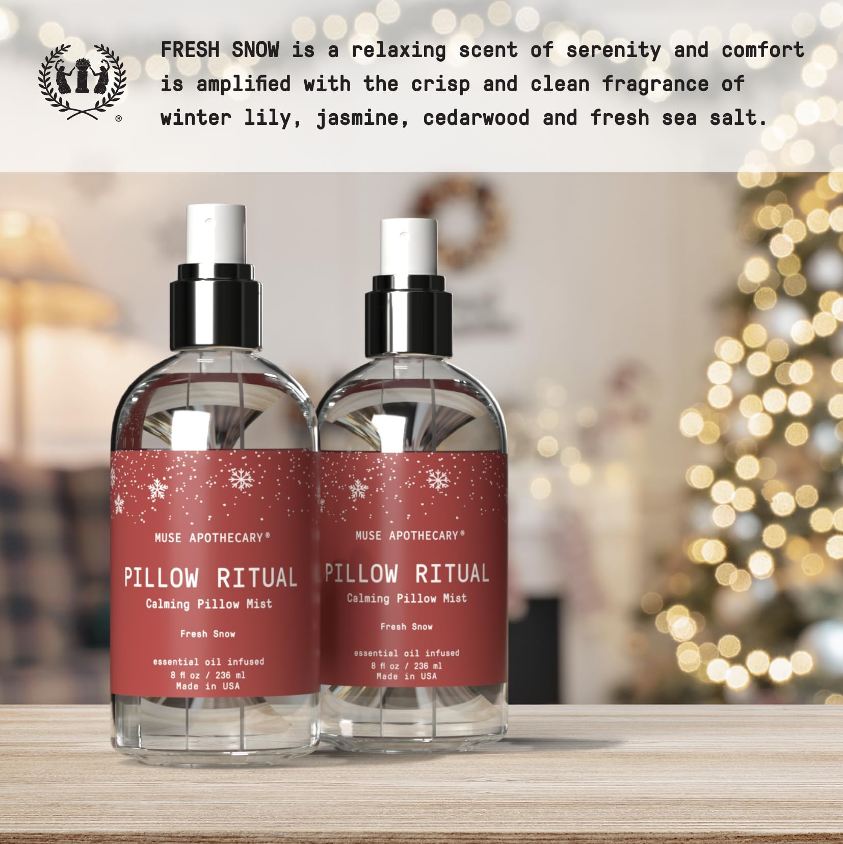 Muse Apothecary Pillow Ritual Pillow Mist – Fresh Snow (8 oz) 2-Pack