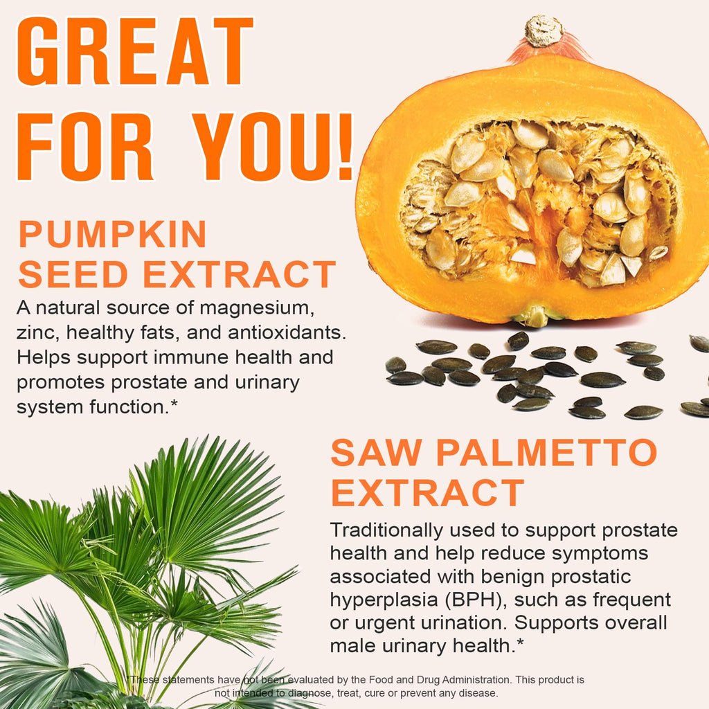 MXCZBSM 2-in-1 Pumpkin Seed Oil with Saw Palmetto – Hair & Prostate Health, 300 Softgels