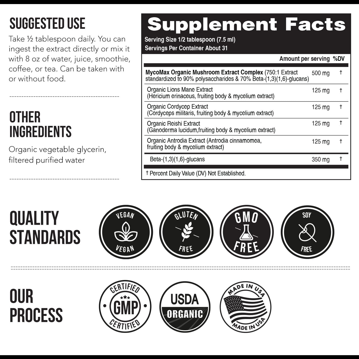 MycoMax Mushroom Complex – 70% Beta Glucans, US Grown