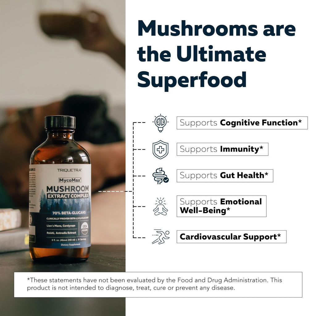 MycoMax Mushroom Complex – 70% Beta Glucans, US Grown