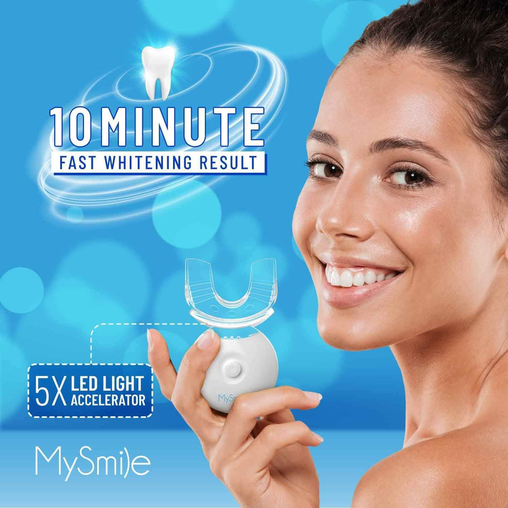 MySmile Teeth Whitening Kit with LED Light – 10 Minute Fast Whitening (35% Carbamide Peroxide)