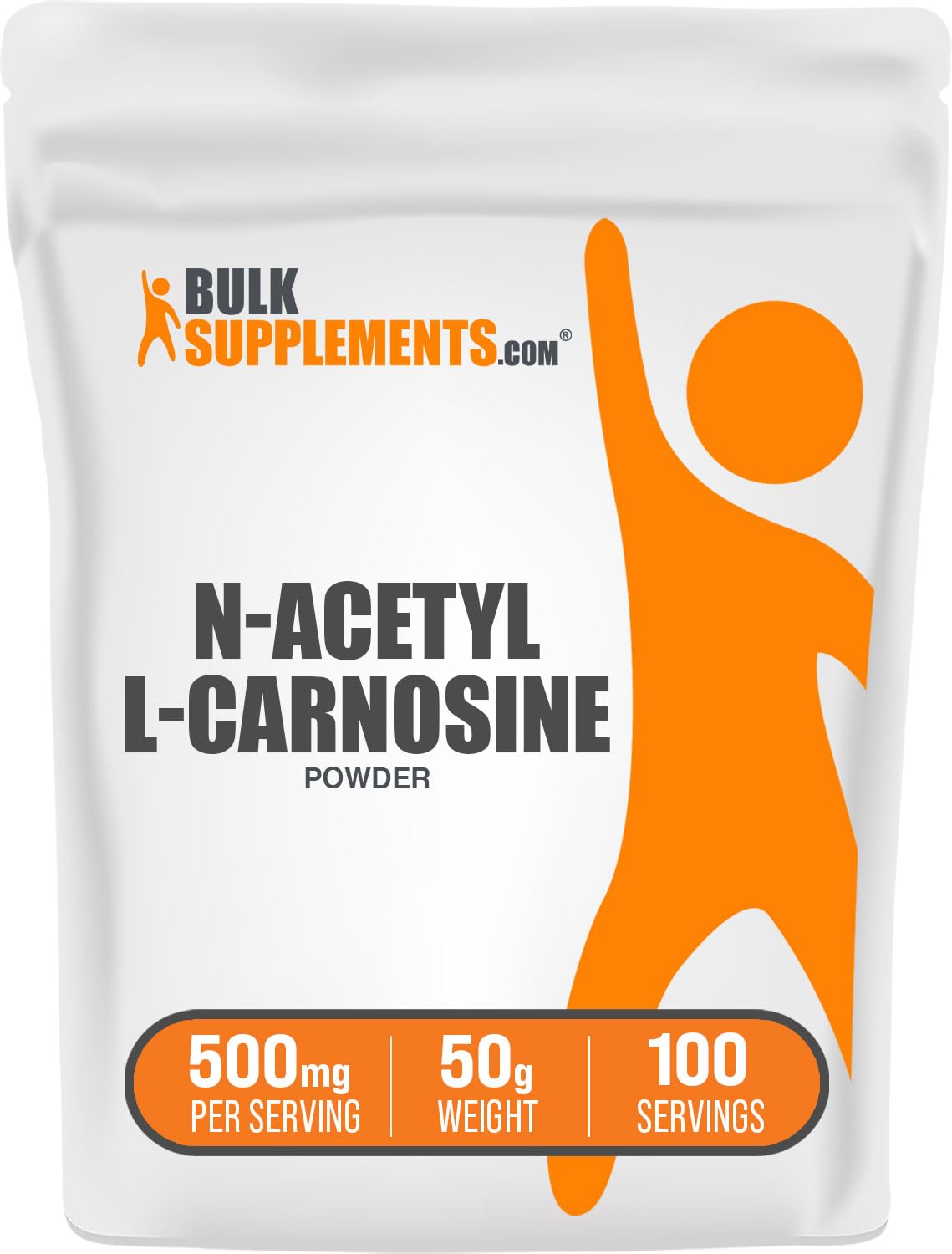 BulkSupplements N-Acetyl L-Carnosine Powder – 500mg per Serving, Gluten Free, 50g