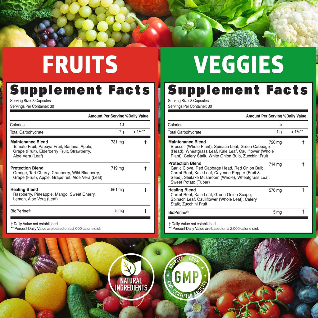 N1N 4-Pack Premium Super Fruits & Veggies, 360 Caps | Whole-Food Vegan