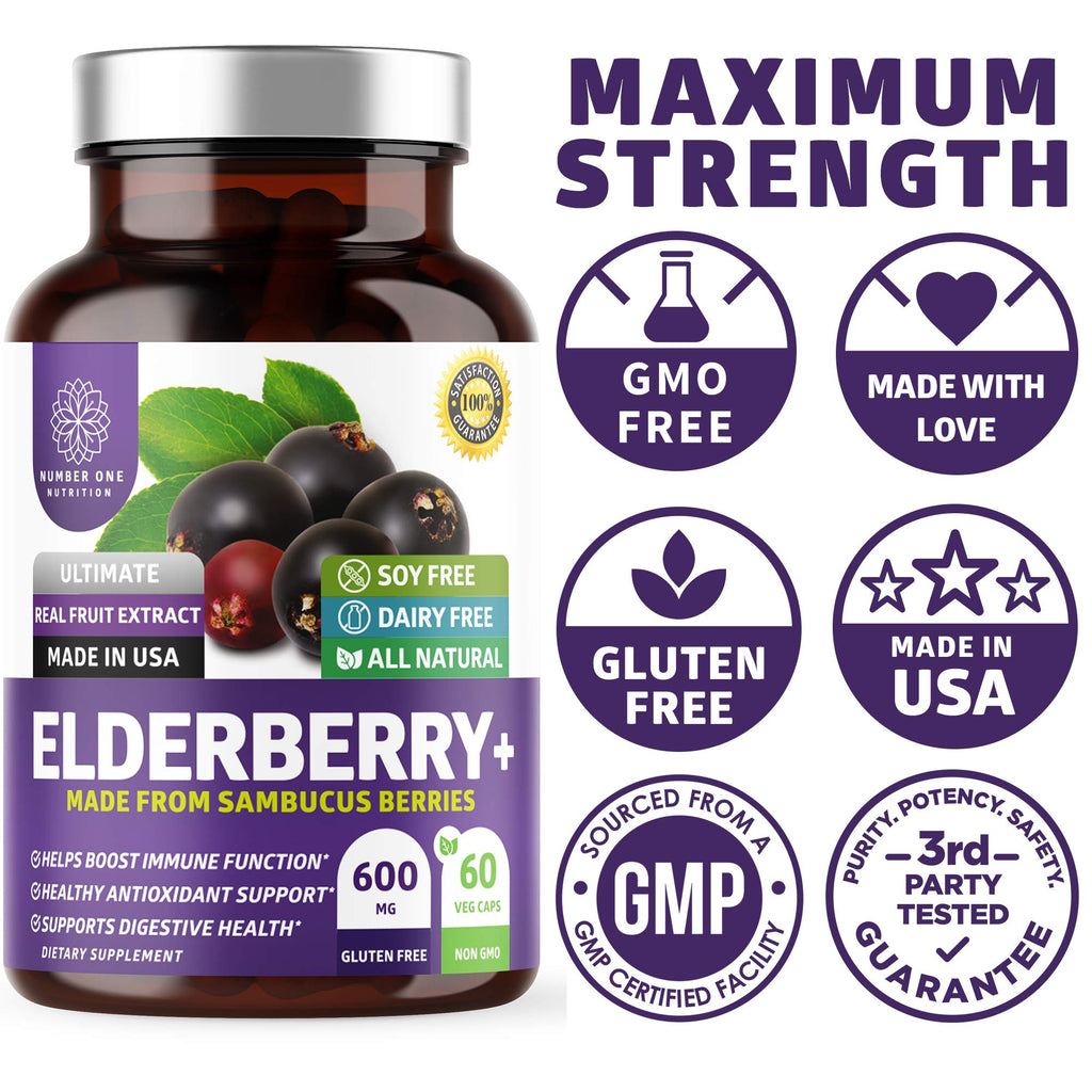 N1N Premium Black Elderberry Capsules – Max Strength for Immunity & Skin Health | 60 Veg Caps (Pack of 2)