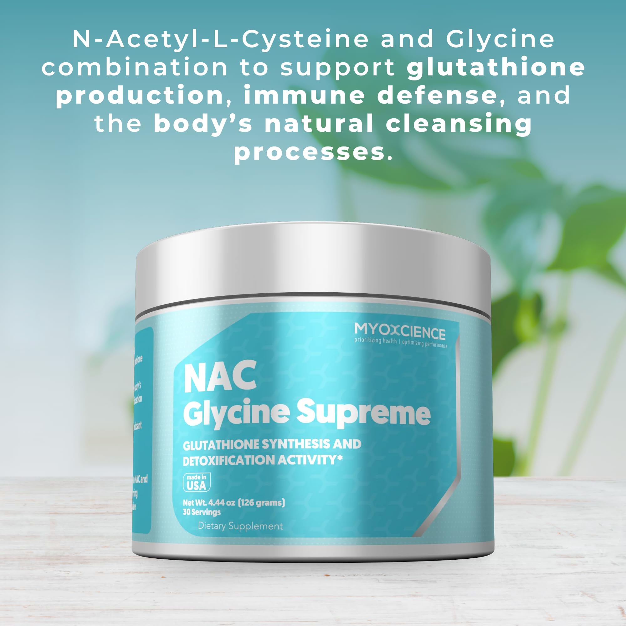 MYOXCIENCE NAC Glycine Supreme – NAC + Glycine + Taurine (Natural Peach & Pineapple) 30 Servings