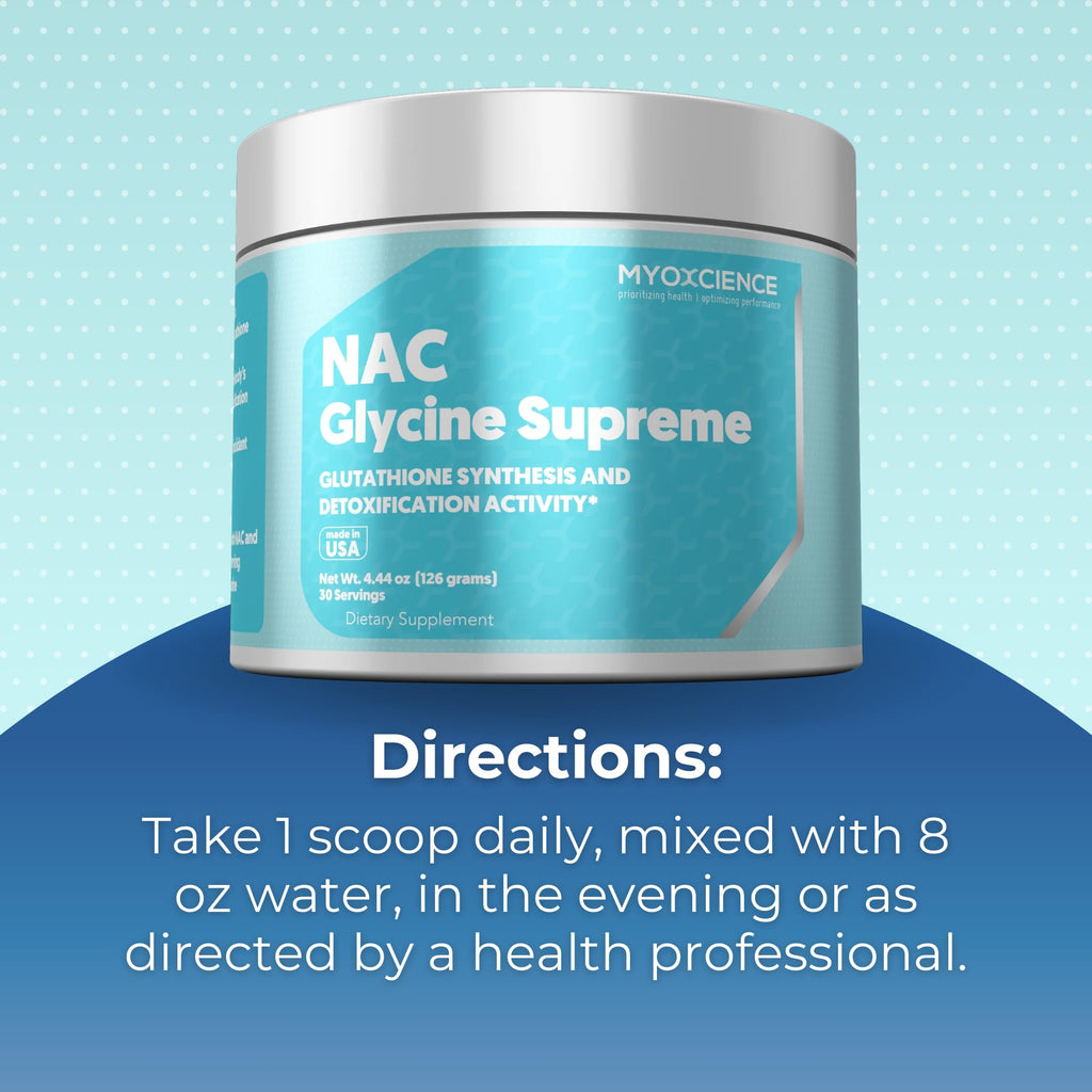 MYOXCIENCE NAC Glycine Supreme – NAC + Glycine + Taurine (Natural Peach & Pineapple) 30 Servings