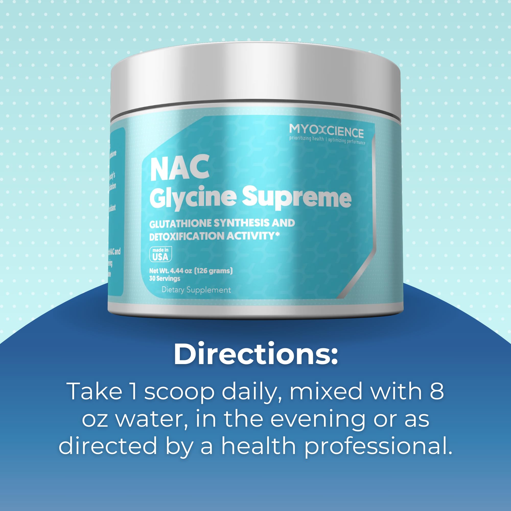 MYOXCIENCE NAC Glycine Supreme – NAC + Glycine + Taurine (Natural Peach & Pineapple) 30 Servings