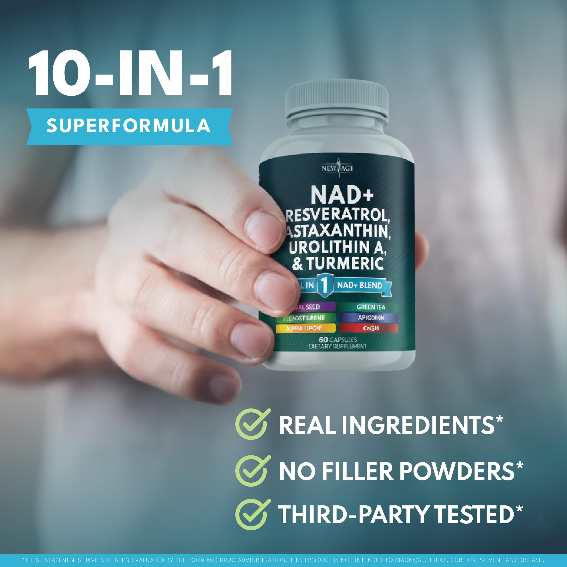 NEW AGE NAD+ Supplement – Astaxanthin, Urolithin A, Resveratrol, CoQ10 | Cellular Energy & Mitochondrial Support