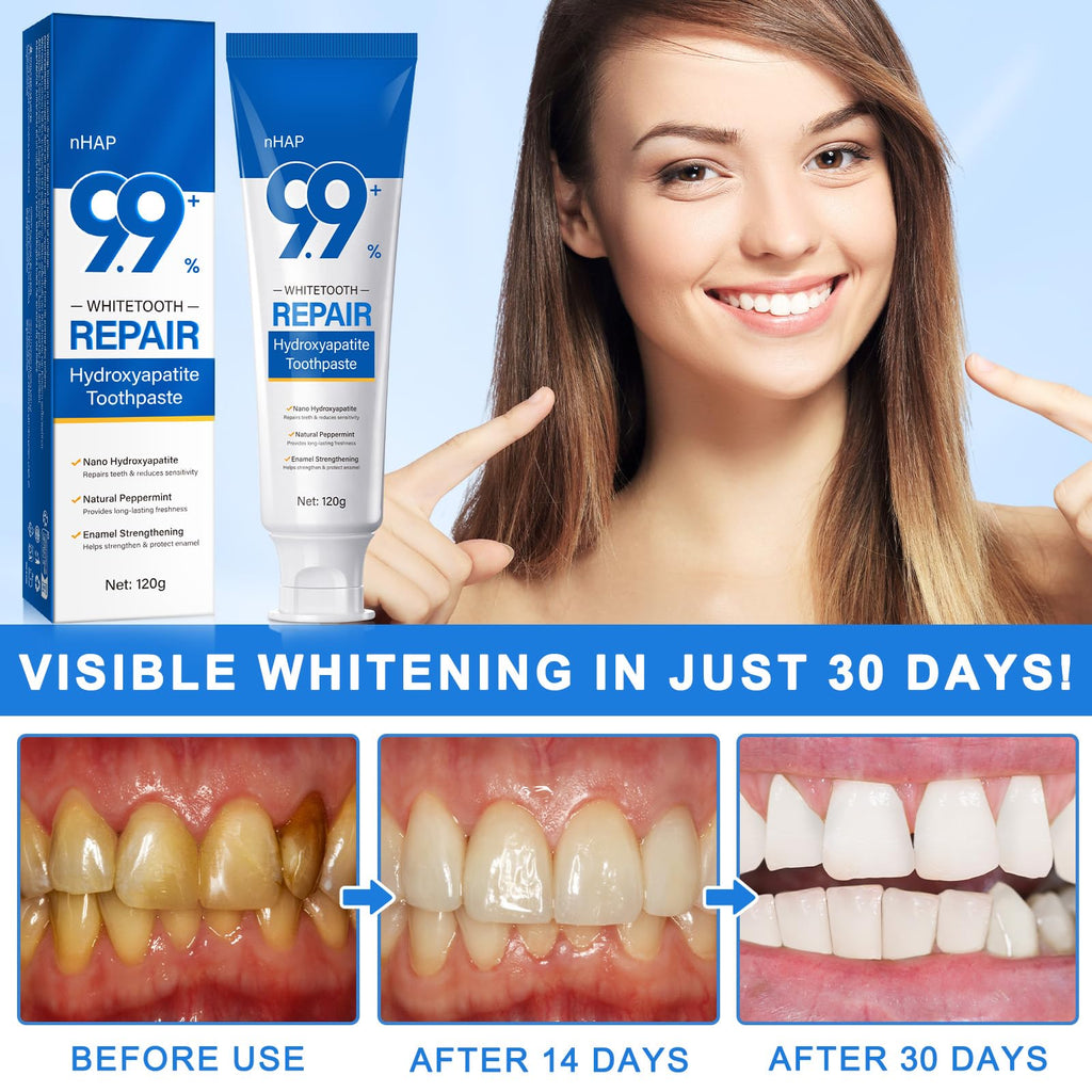 9.9% Hydroxyapatite Toothpaste – 4.23 oz Nano Hydroxyapatite for Enamel Protection & Strengthening, Gentle Mint