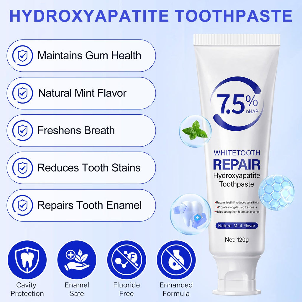 Nano Hydroxyapatite Toothpaste 7.5% – Enamel Protection, Fluoride-Free (2-Pack)