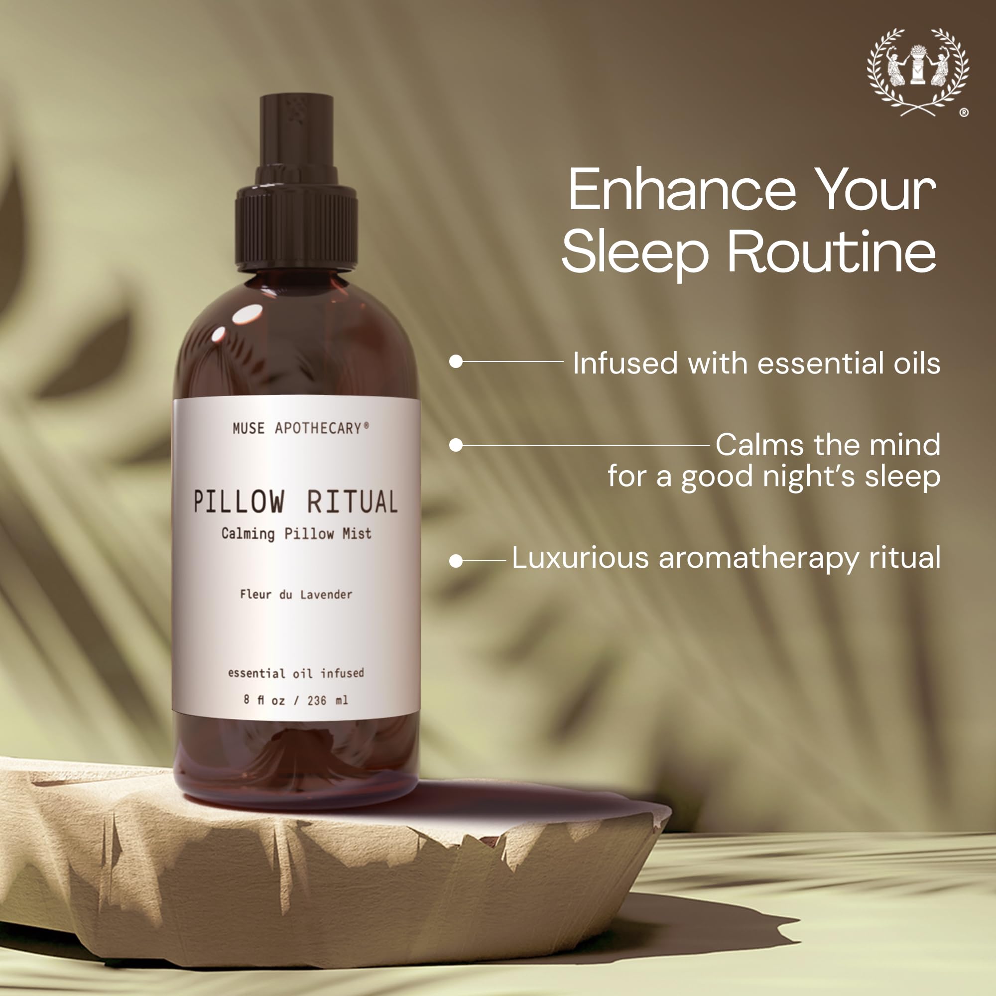 Muse Apothecary Pillow Ritual - Aromatic Calming Pillow Mist (4 oz) Bergamot, Lavender & Sandalwood