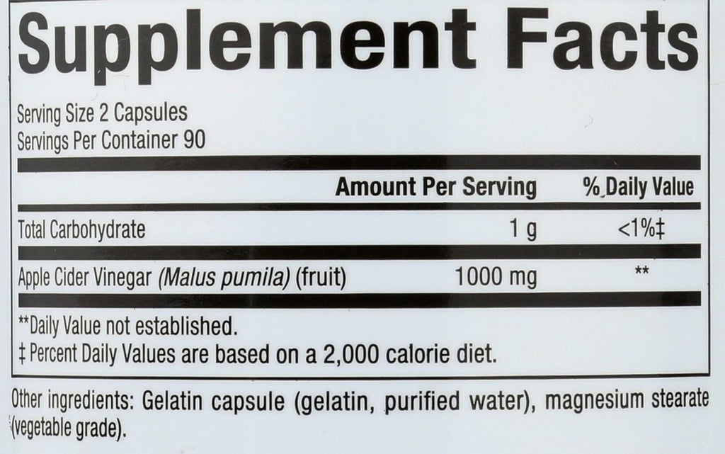 Natural Factors Apple Cider Vinegar Capsule – Supports Digestion & Weight Management | 180 capsules (90 servings)