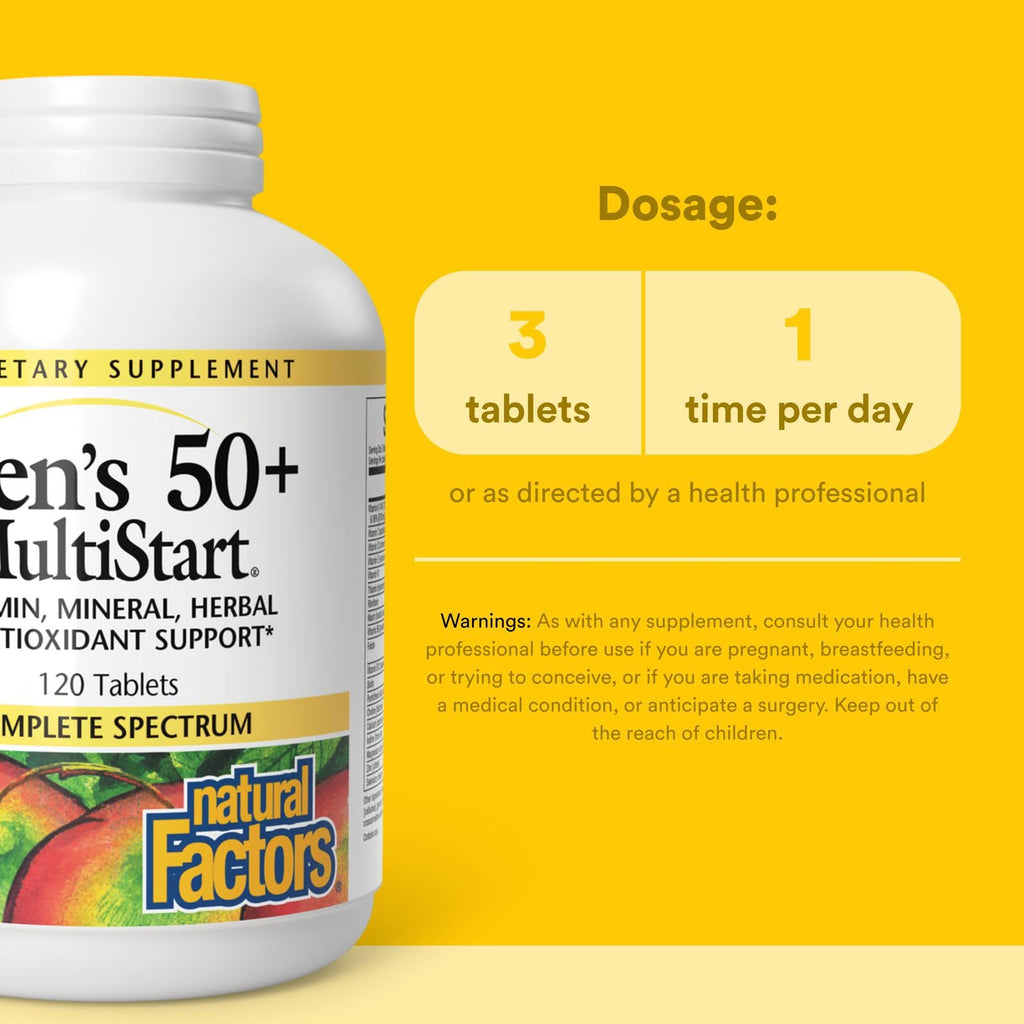 Natural Factors Men's 50+ MultiStart Daily Multivitamin – Immune & Prostate Health