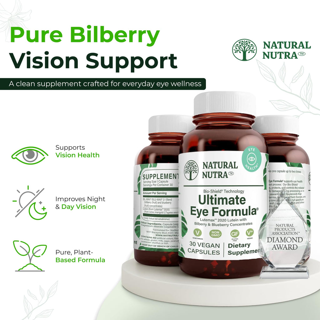 Natural Nutra Ultimate Eye Health - Bilberry & Blueberry Extract (30 Caps, Pack of 2) | Vegan, Non-GMO