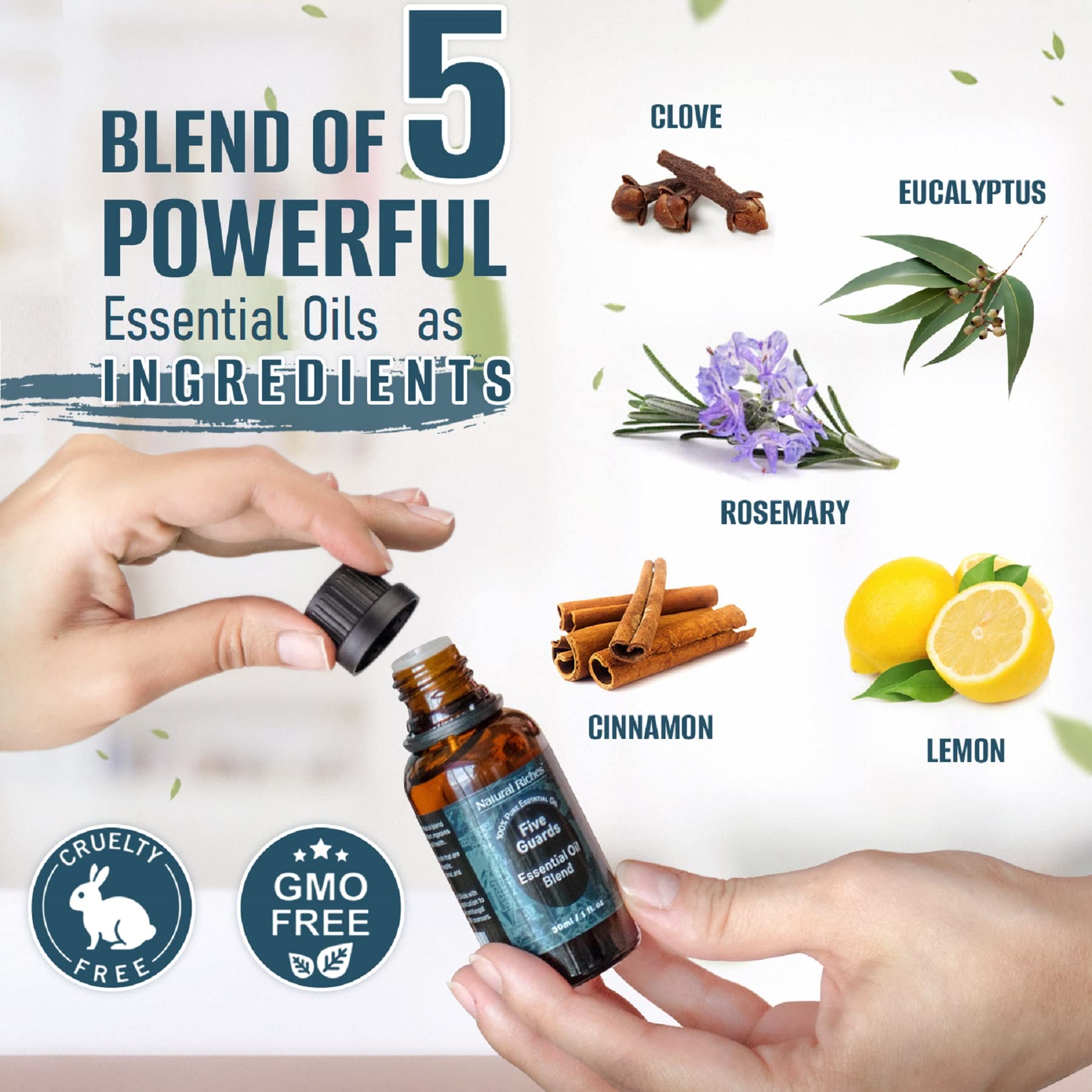 Natural Riches Five Guards Essential Oil Blend 2oz | Aromatherapy & Diffuser