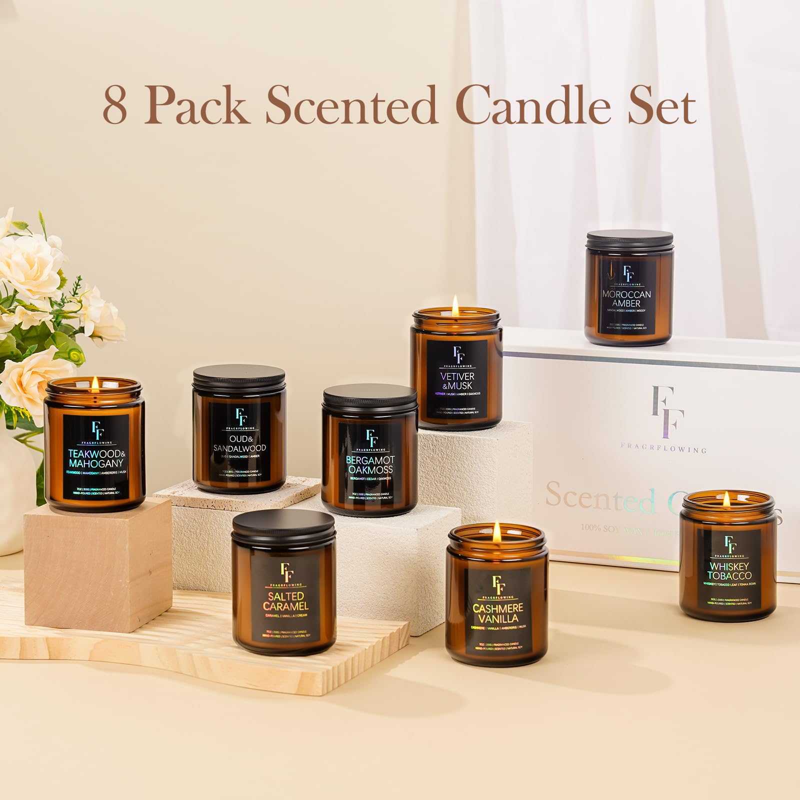 Salted Caramel Scented Candle – 7oz Soy Wax, Aromatherapy Gift