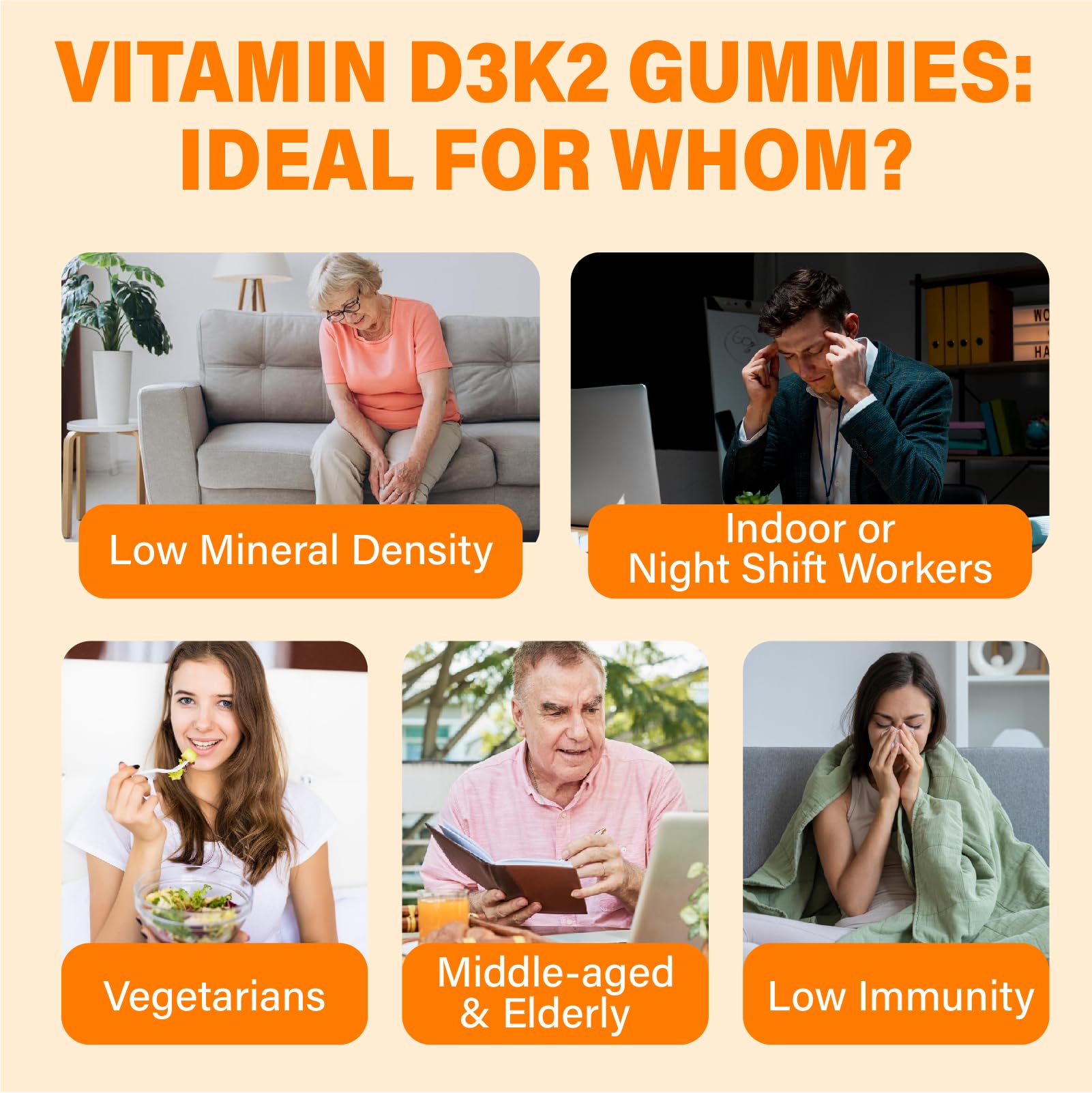 Vitamin D3 10000IU Gummies with K2 – Vegan, Sugar-Free Immune Support