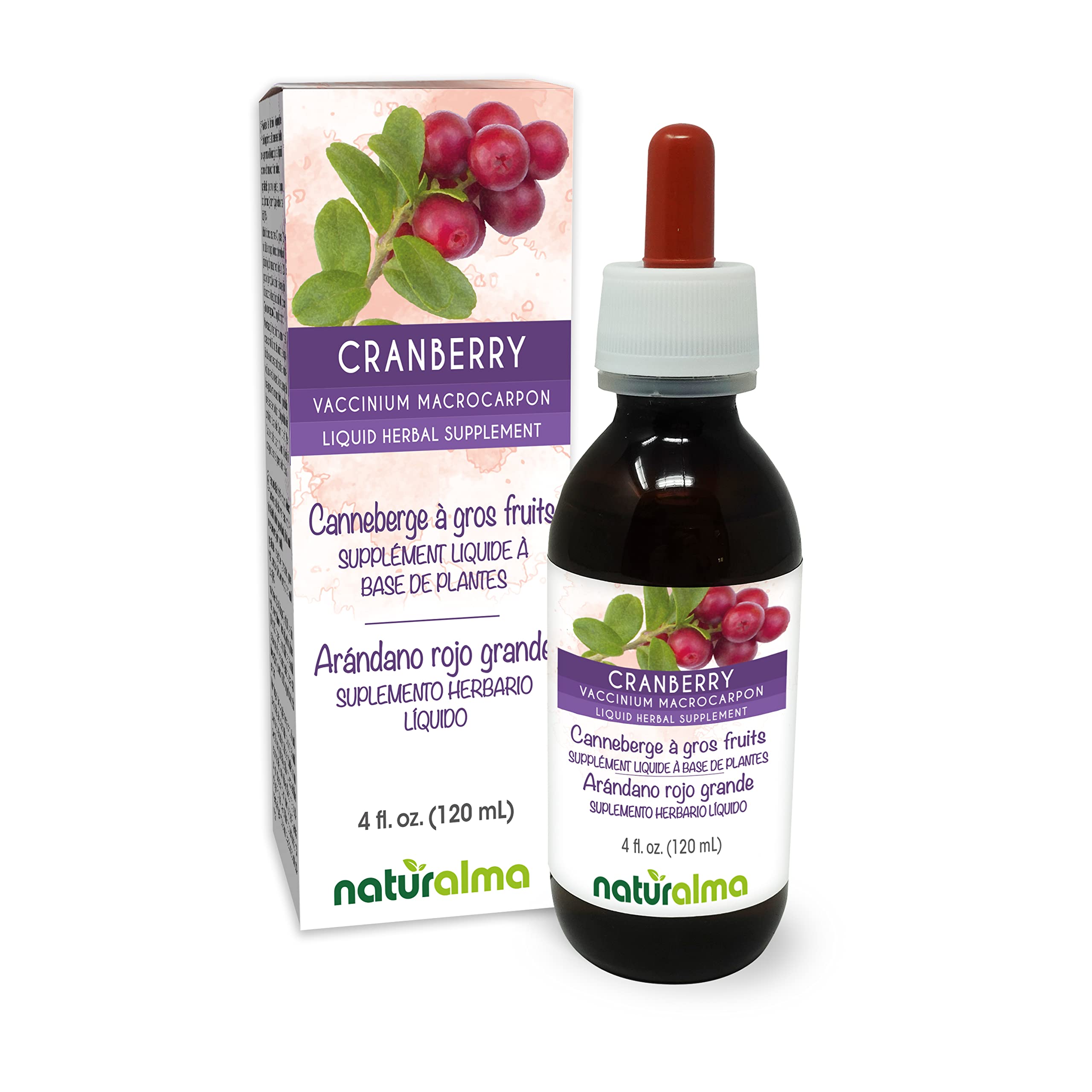 Naturalma Cranberry Alcohol-Free Tincture – 4 fl oz Drops | Vegan Herbal Supplement