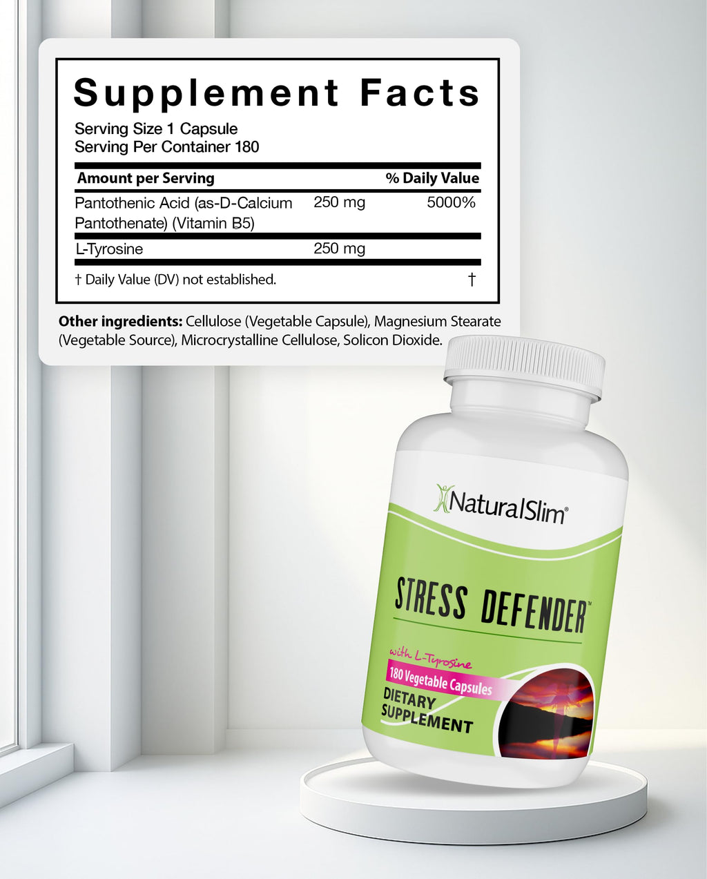 NaturalSlim Stress Defender – Stress Relief & Cortisol Support | 3-Pack, 180 Vegetarian Capsules